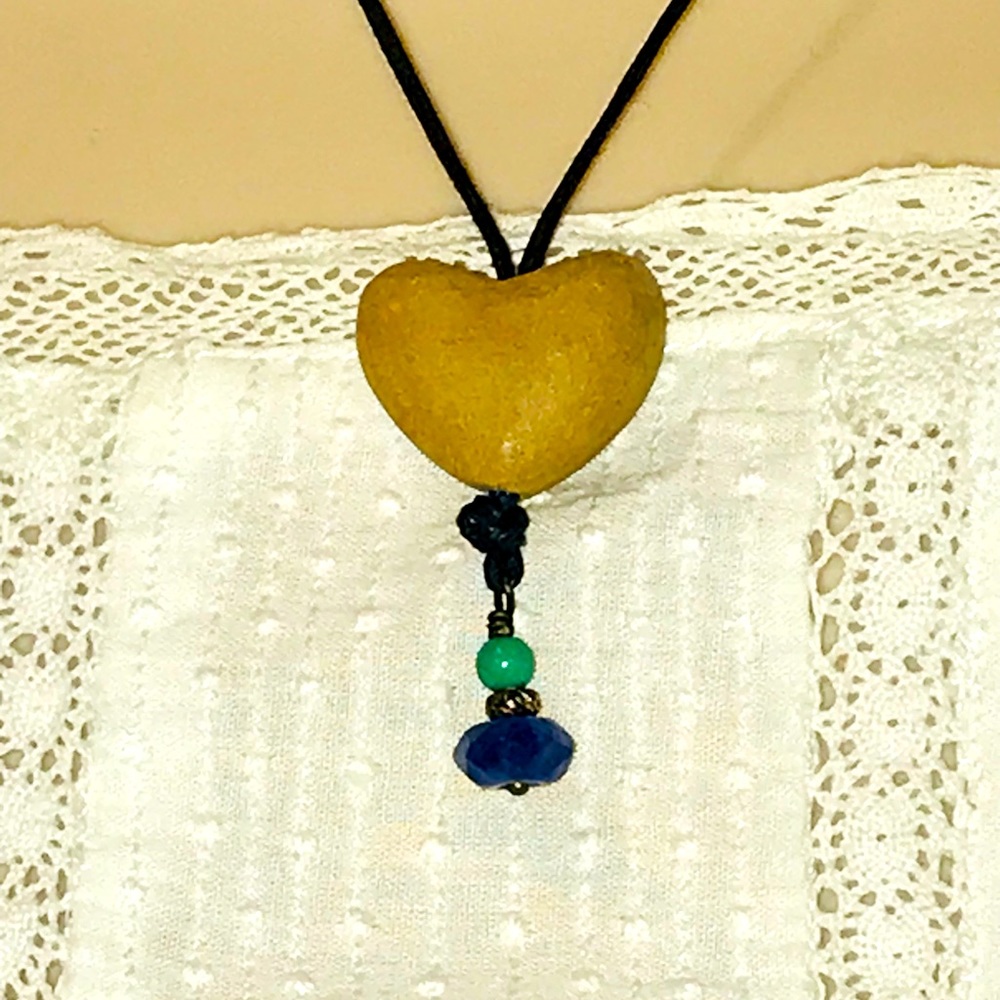 Clay Heart & Gemstone Necklace
